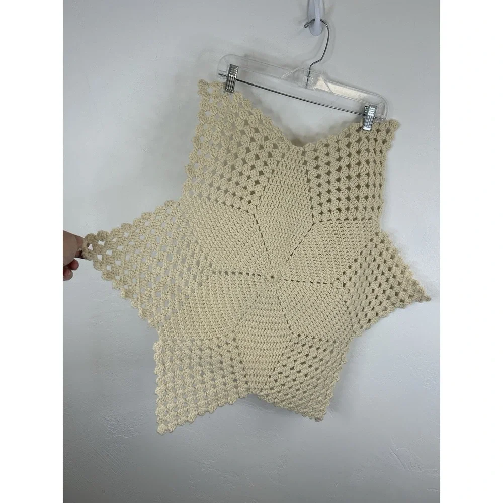 Six Pointed Crotchet Star Extra Large Yarn Doily Table Runner Decor Vintage Boho